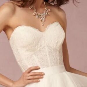 Anthropologie Watters Corina Lace Strapless Corset Top Bridal Wedding Bride